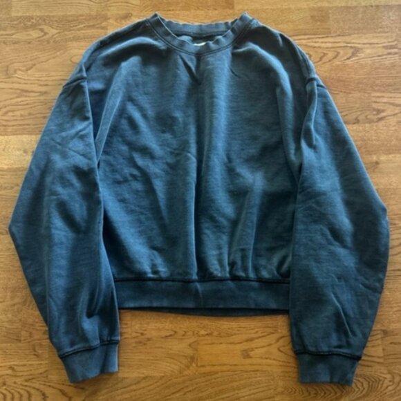 Urban Outfitters BDG Oversized Black Gray Crewneck Sweatshirt  Boxy M Terry Soft - Picture 1 of 4